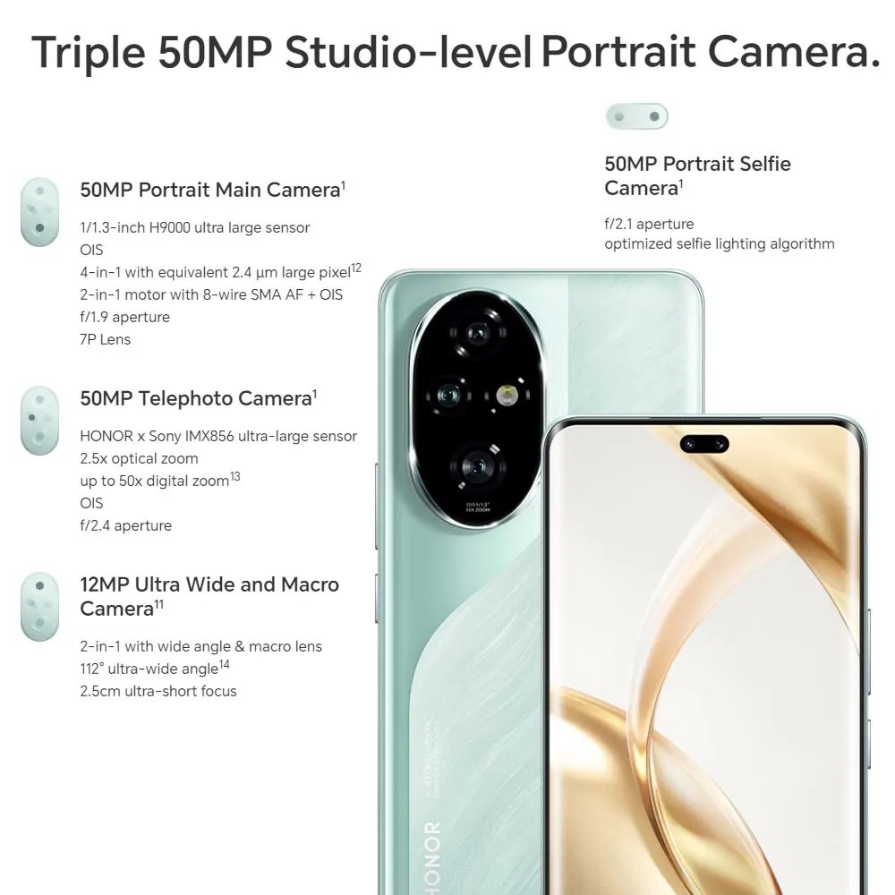 New Original Honor 200 Pro 6.78 Inches 120Hz OLED Screen Snapdragon 8s Gen 3 Battery 5200mAh NFC 5G Mobile Phone